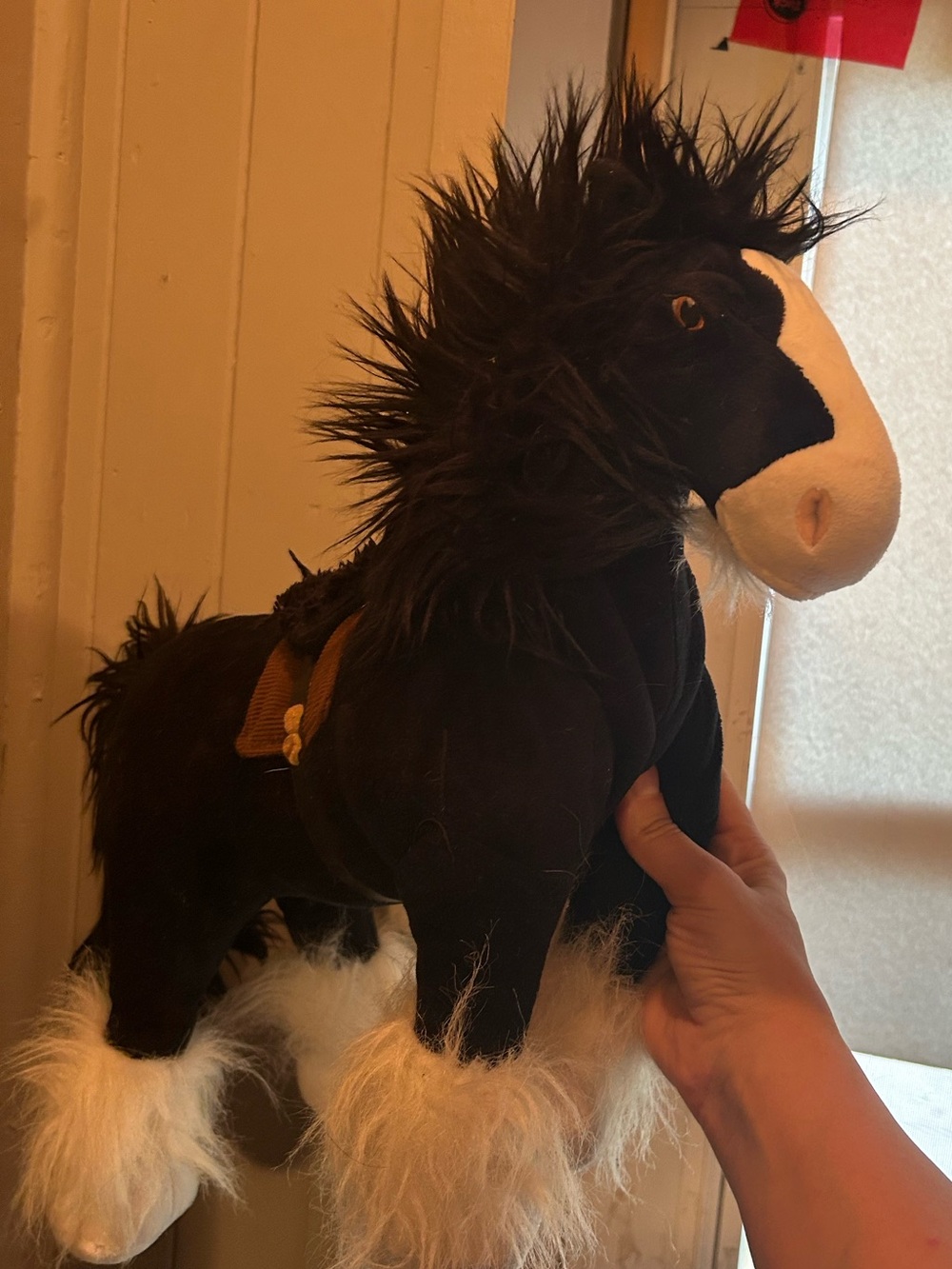 Angus. Disney White and Black Plush Collectible horse from the movie Brave